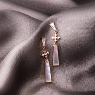 Elegant 925 silver flower long dangle rosegold