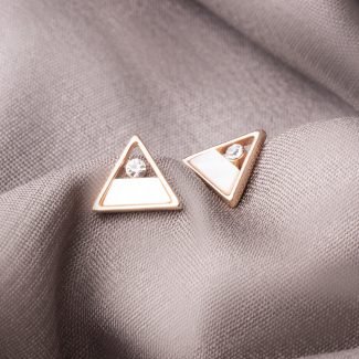 MOP triangle 925 Sterling Silver rosegold studs for Women - Dellis