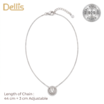 925 Sterling Silver Initial V Letter Necklace for Women