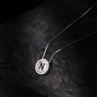 Minimal 925 Silver Alphabet Initial N Necklace for Women