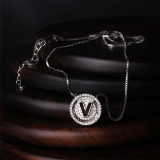 925 Sterling Silver Initial V Letter Necklace for Women
