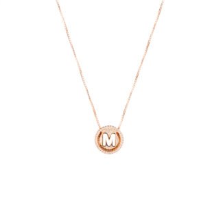 Elegant 925 Sterling Rosegold Letter Pendant Necklace for Women