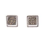square oxidised 925 Sterling Silver studs for Women - Dellis