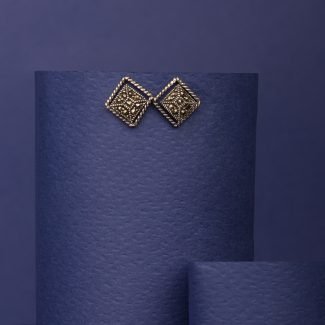 dellis square oxidised 925 Sterling Silver studs for Women