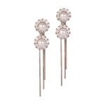 925 Sterling Silver Two pearl Dangle Drop Earrings for Women