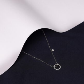 Dellis 925 CZ Double Round Necklace Silver